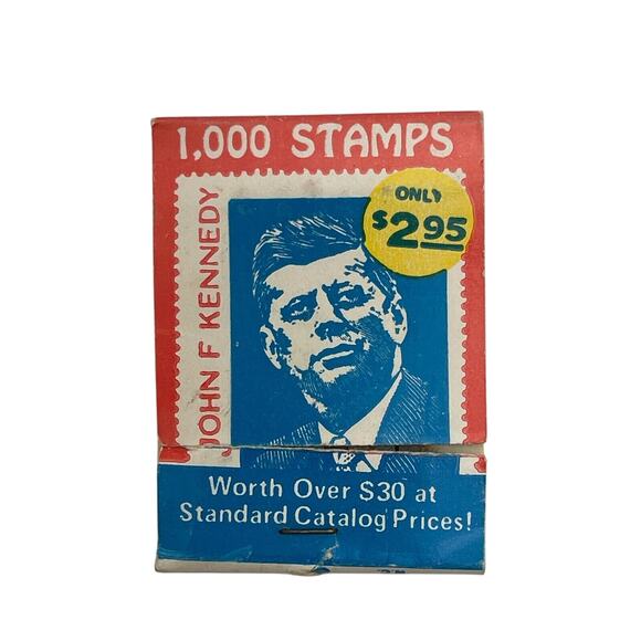 John F. Kennedy Rare White Base Matchbook Match Cover 1,000 Stamps Kenmore Stamp - Picture 1 of 6